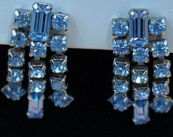 vintage Blue Strass Dangle Boucles d’oreilles