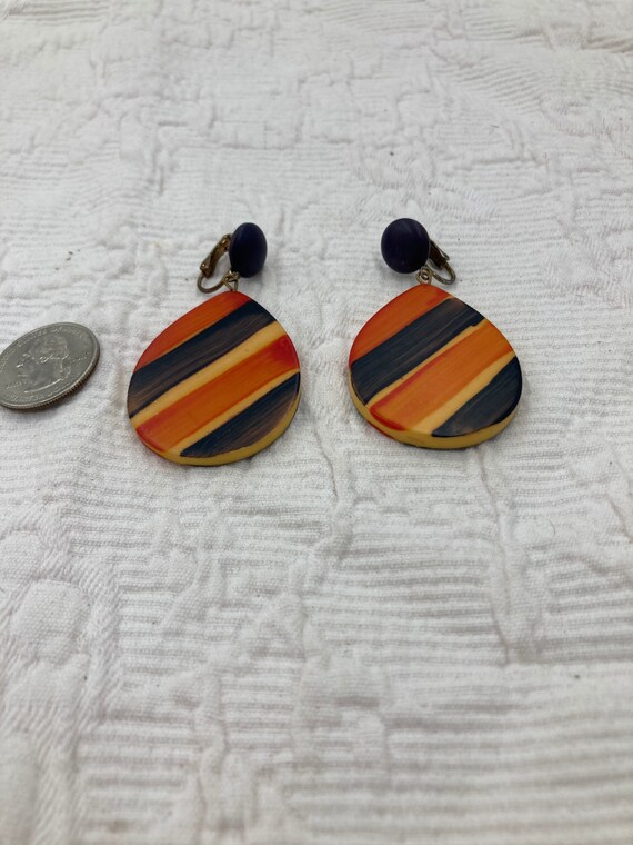 Vintage orange and brown composite earring’s - image 1