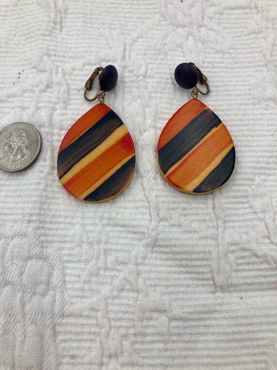 Vintage orange and brown composite earring’s - image 3