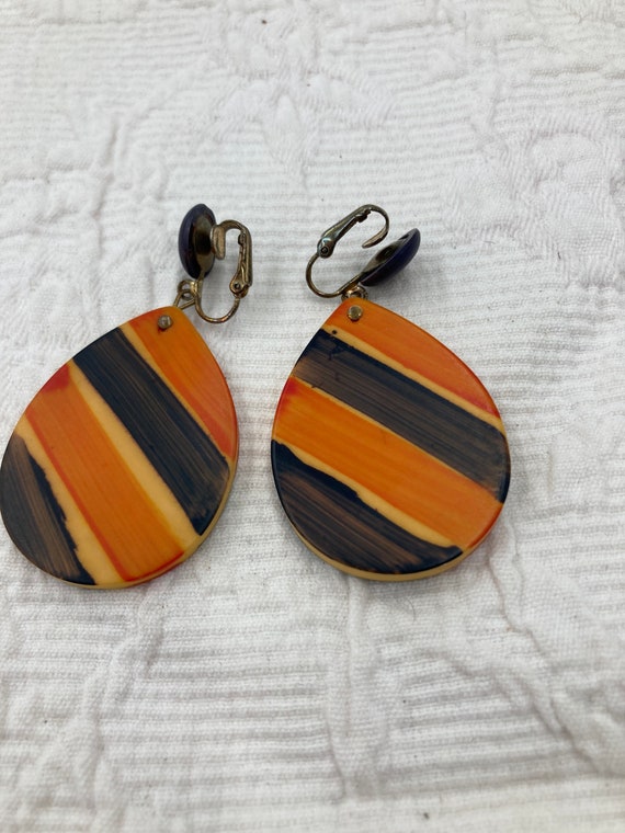 Vintage orange and brown composite earring’s - image 2