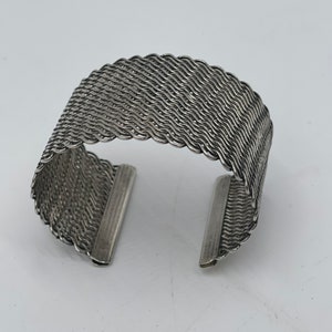 Vintage Silver Metal Woven Cuff Bracelet