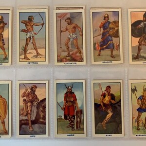 Tarjetas de cigarrillos de Ancient Warriors United Services Mfg Co Ltd: 14 tarjetas variadas