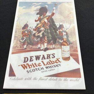 Rare Vintage Unusual Dewar’S White Label Scotch Whiskey Advertising Ceramic Tile