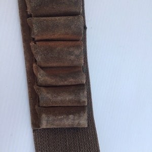 Vintage Brown  Suede & Canvas Cartridge Belt With 25 Suede Cartridge Loops