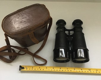 Vintage WW1 Era Military Naval Binoculars In Leather Case