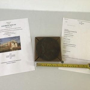Penique de la muerte de bronce antiguo de la Primera Guerra Mundial en estuche de cartón original: soldado George Whyte de la Fuerza Aérea de los Estados Unidos