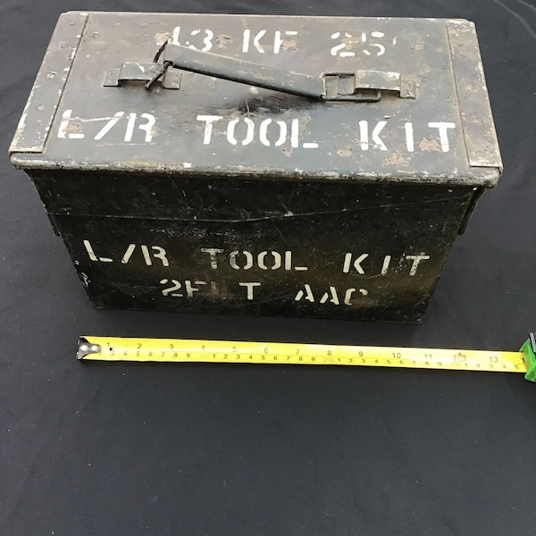 vintage 1985 military  h83 mk2 ammo box adapted to army air corps tool kit (b)