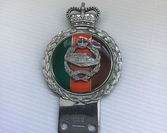 Vintage J R Gaunt 1950/60’s Metal and Enamel Tank Regiment Car Badge Emblem