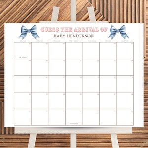 Cowgirl Baby Shower Guessing Calendar: Western Theme (Digital Download, 24x18 inches)