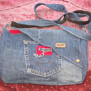 Upcycled Denim messenger bag/satchel.