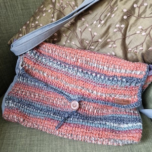 Sac messager/cartable extérieur au crochet fait main. Bohème