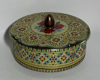 Small Colorful Round Metal Red Rose Tin