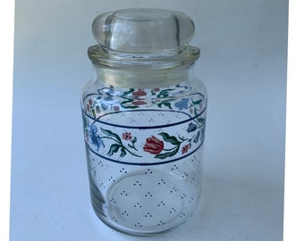 Cottagecore Glass Storage Jar With Dots And Flowers