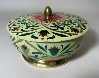 Embossed Metal Biscuit Tin With Colorful Tulips / Lidded