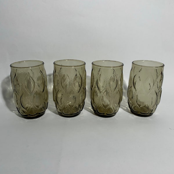 Madrid Smokey Brown Juice Glasses / Anchor Hocking / Diamond