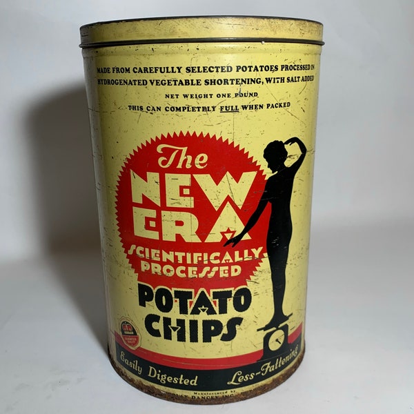 New Era Metal Potato Chip Tin / Advertising