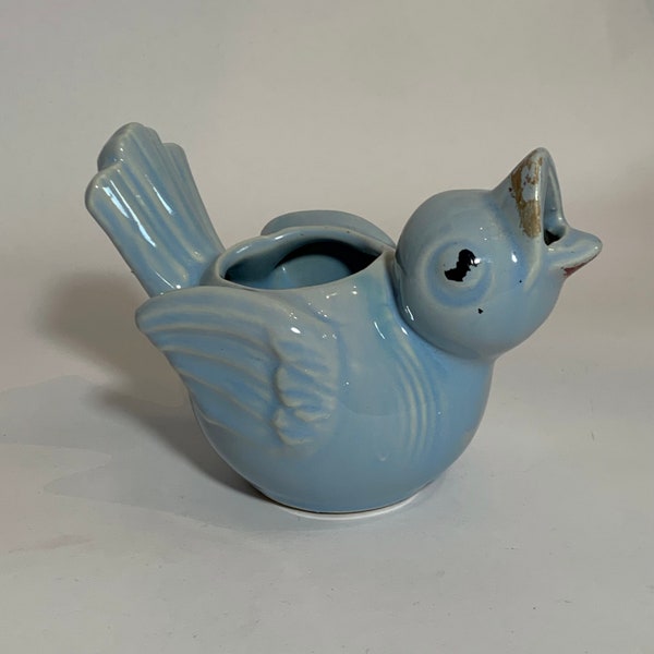 Shawnee Blue Singing Bird Pottery Planter