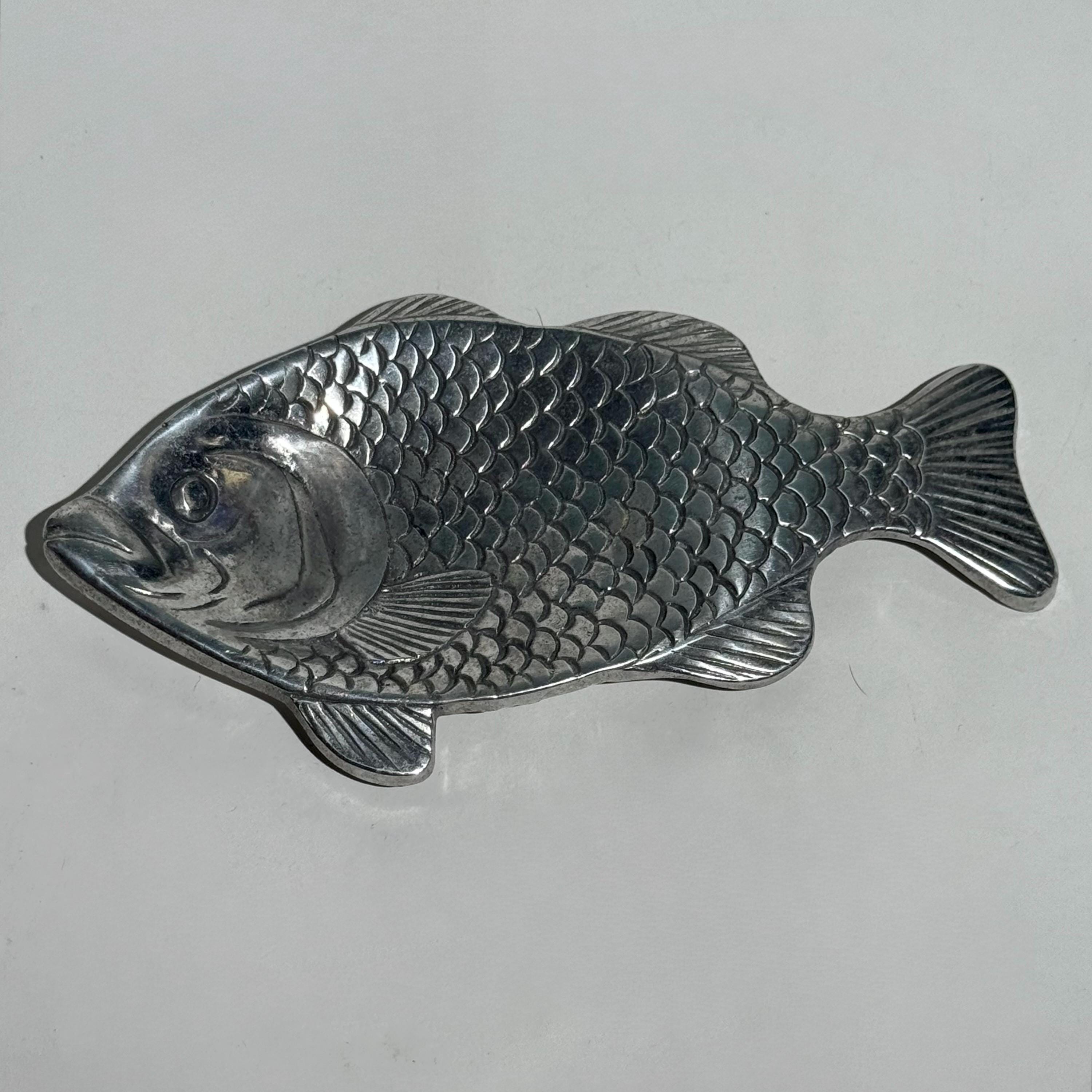 Small Cast Aluminum Silver Fish Trinket Dish / Beach Decor / Coastal Living / Soap Dish / Ring Dish / Birthday Gift / Gift for Him