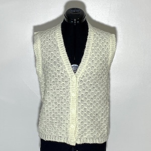 Grandmacore Cream Knit Button Up Sweater Vest / Joyce / Size M / Grannycore / Cottagecore