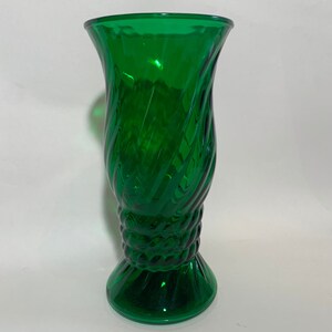 Tall Emerald Green Swirl Glass Flower Vase / EO Brody Co