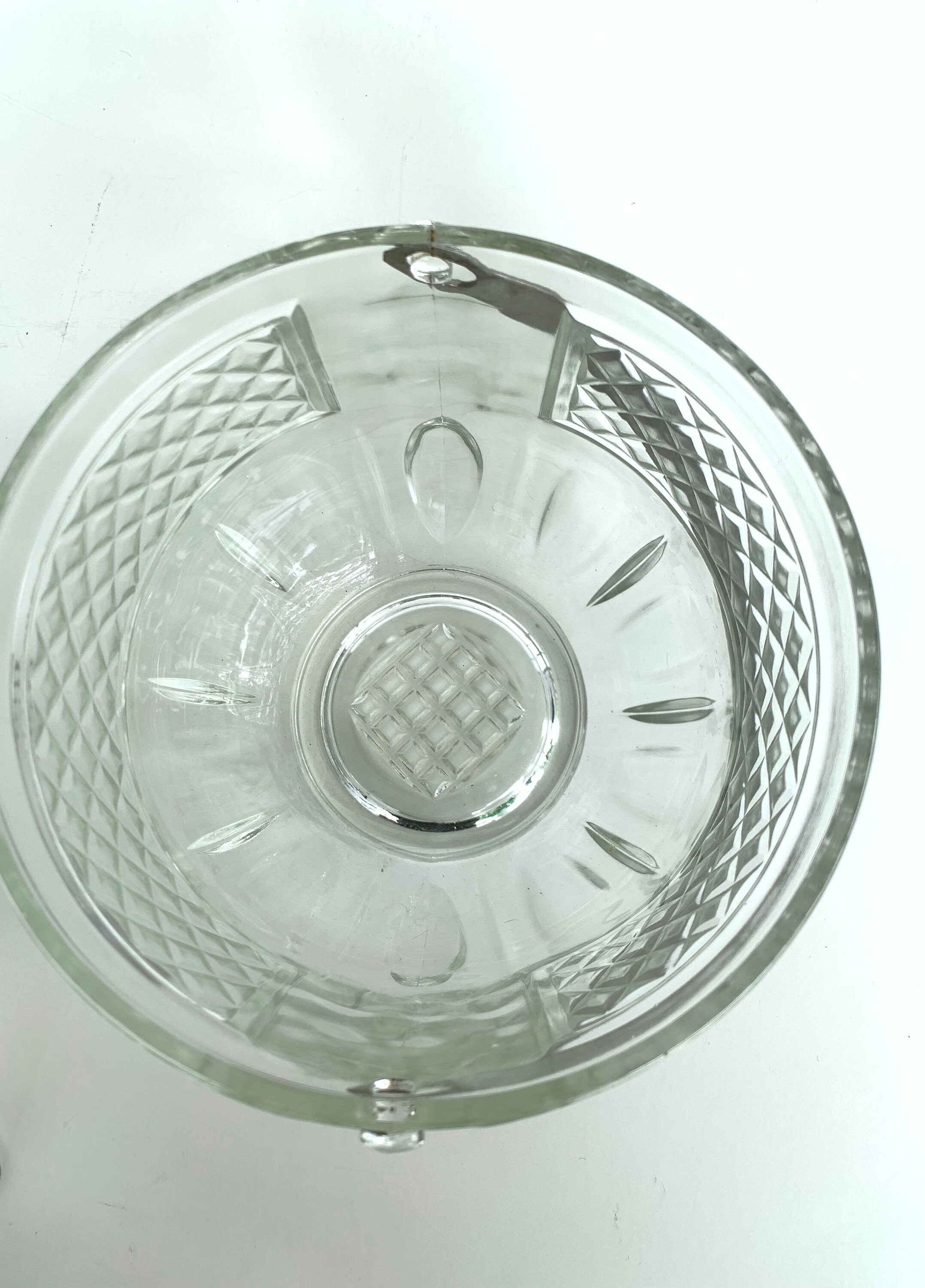 Vintage Clear Glass Ice Bucket With Metal Handle & Stainless Etsy