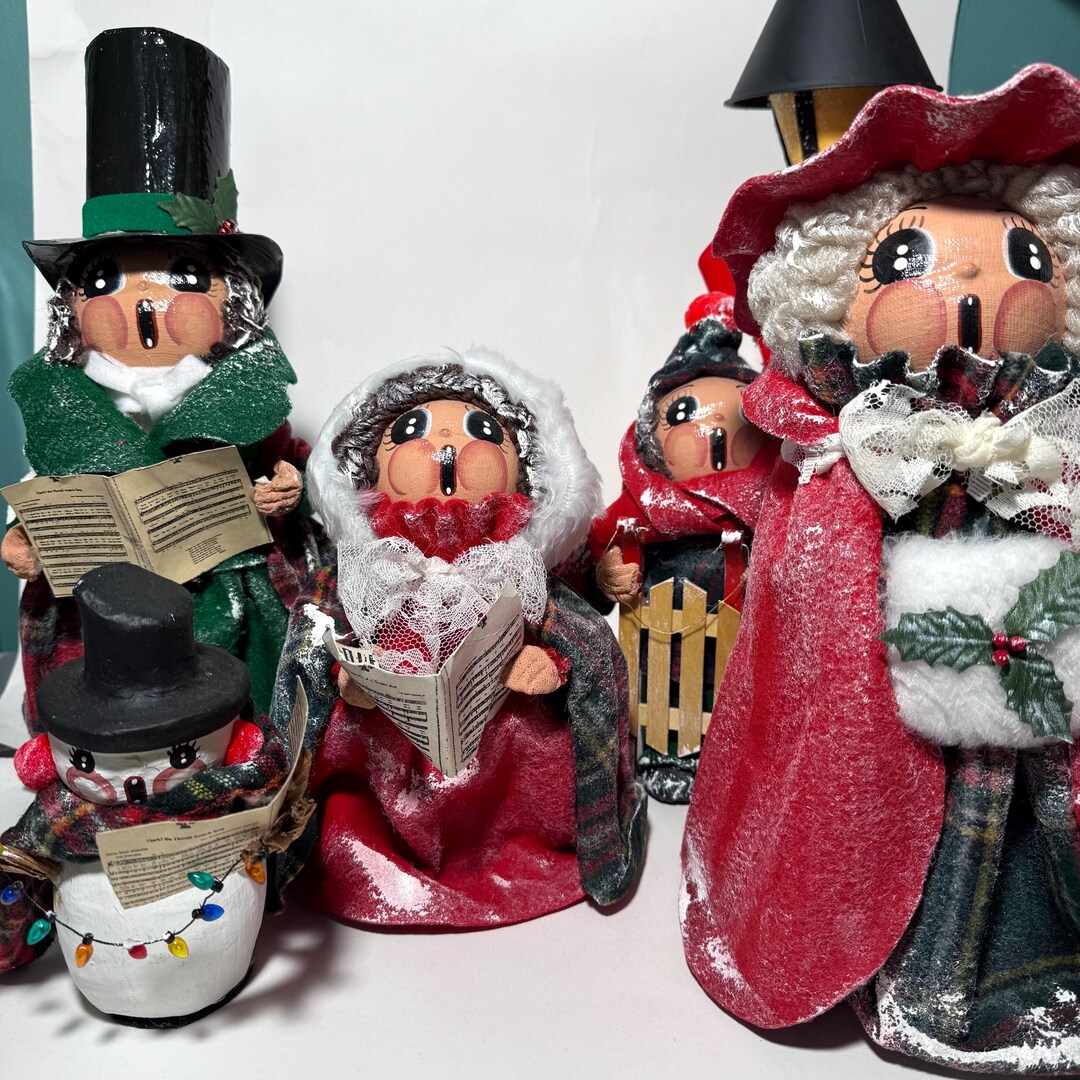 1989 Paper Mache Christmas Caroler Figures / Sweet Expressions Seasonal ...