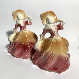 Red & Orange Ceramic Lady Figurine Planters / Cottagecore Decor / Gift For Her / Succulent Planters / Birthday Gift / Southern Belle