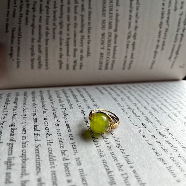 Handmade none tarnish Green Agate ring all sizes available in silver and gold *use for protection*