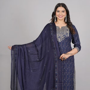 Pakistani Designer Beautiful Kurti Set for Girls Dresses Rayon kurti with pant with dupatta 3 Piece Gift for her Upto 4XL