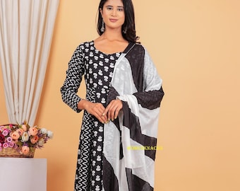 Printed Rayon Kurti with Dupatta Set - Elegant Indian Dress