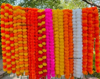 Wholesale Lot Of Wedding decoration marigold garlands Artificial Marigold Flower Garland Strings for Christmas Party decor