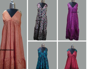 Handmade Silk Maxi Dress: Boho Halter Sundress, Beach Party Wear
