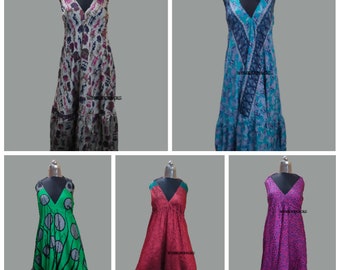 Handmade Silk Maxi Dress • Adjustable Boho Festival Dress