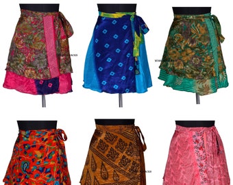 Wholesale Lot Of Wrap Around skirt Summer beach cover up silk skirt Printed handmade skirt vintage mini skirts