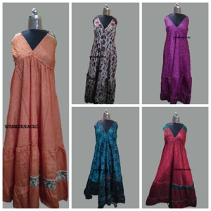 Silk backless dress / summer dress / one size / boho dress / light dress / indian silk dress