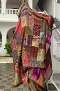 Indian patchwork kantha throw blanket weighted blanket handmade bohemian bedspread kantha Indian vintage pet blanket Housewarming gift product logo