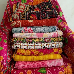 Wholesale Lot Of Indian Vintage Kantha Quilt Handmade Throw Reversible Blanket Bedspread Cotton Fabric BOHEMIAN quilting Twin Size Bed cover