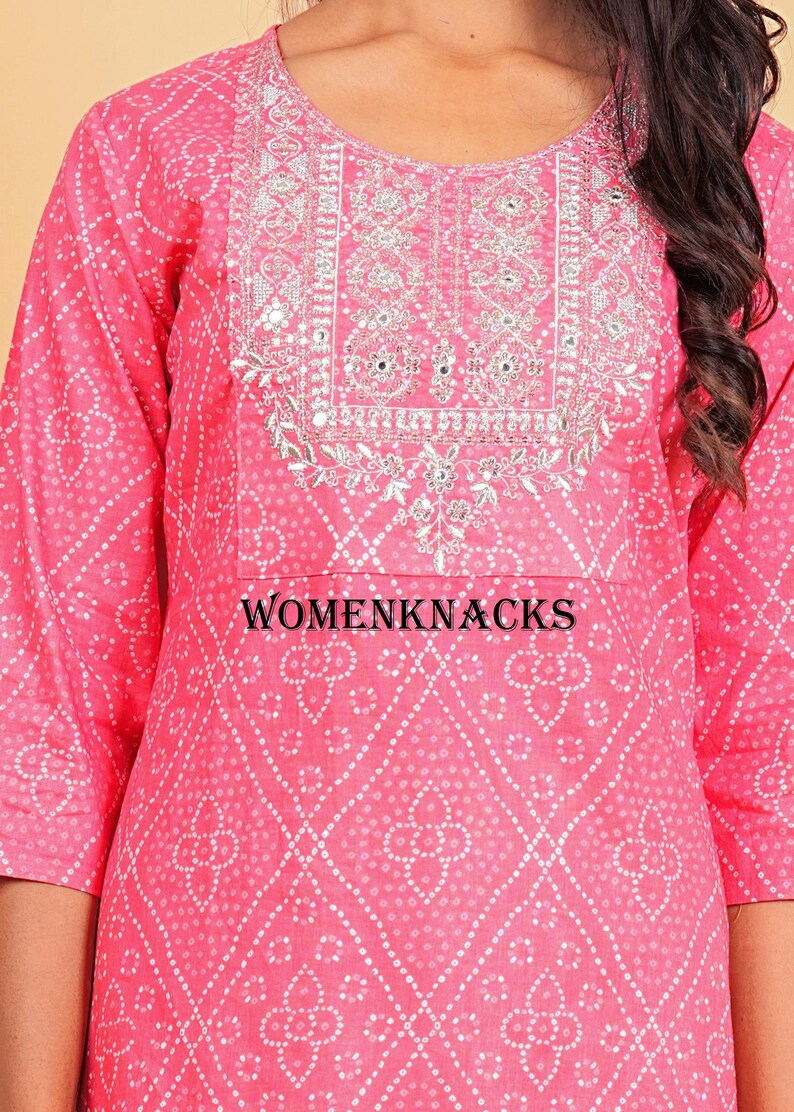 Floral Printed cotton kurti set with Dupatta Traditional Indian Outfit | Ethnic Kurta Set for Women readymade 3 pc set image 6
