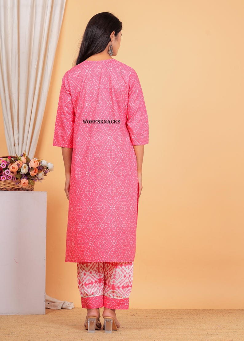 Floral Printed cotton kurti set with Dupatta Traditional Indian Outfit | Ethnic Kurta Set for Women readymade 3 pc set image 4