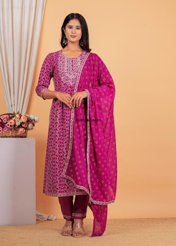 Indian wedding wear kurta set all Occasion Wear Kurti pant set with printed dupatta 3 piece set for Woman Partywear designer Kurti Set