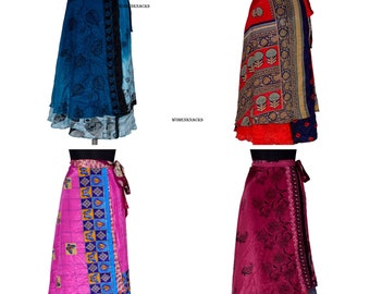 Indian Silk Skirts, Vintage Silk Skirt, Bohemian Skirts, Wrap sari skirts, Women Hippie Summer Skirts handmade skirts