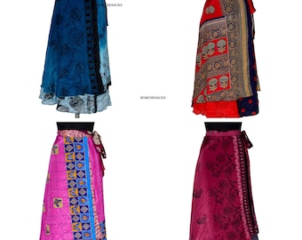 Reversible Silk Sari Wrap Skirt, Bohemian Maxi Skirt