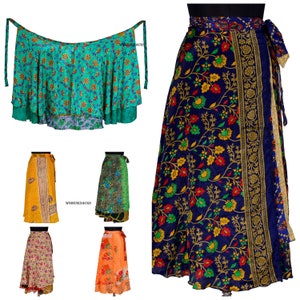 Indian Silk Long Length Sari Wrap Skirts