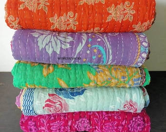 Wholesale Lot Of Indian Vintage Kantha Quilt Handmade Throw Reversible Blanket