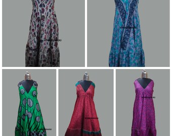 2 STÜCK rückenfreies Seidenhalter-Maxikleid • Langes Göttin-Sommerkleid • Gypsy-Stil Kleidung • Boho-Brautjungferngeschenk • Seiden-Maxikleid