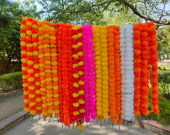 Künstliche Ringelblumen-Girlande: Indische Hochzeit, Weihnachtsdekor, 5 ft Blumenschnur