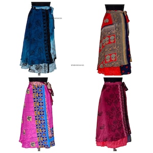 Indian Silk Long Length Sari Wrap Skirts zdjęcie 2