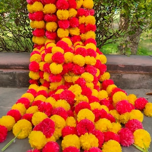 Wholesale Artificial Marigold Flower decor Garlands Artificial Flowers Strings Mehndi Decorations Vine Wedding Indian Event Decoration