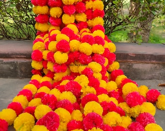 Großhandel künstliche Ringelblumendekor Girlanden künstliche Blumen Strings Mehndi Dekorationen Vine Hochzeit indischen Ereignis-Dekoration