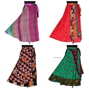 Indian Silk Long Length Sari Wrap Skirts zdjęcie 9